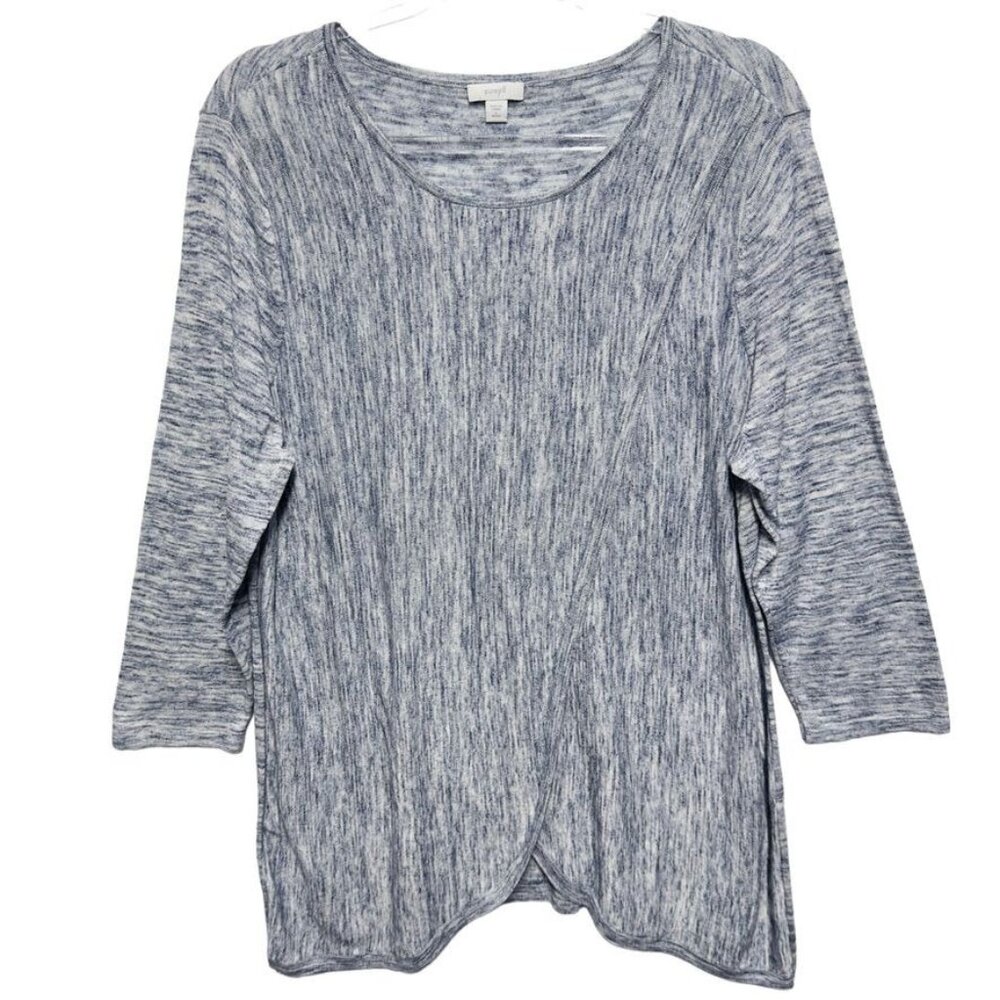 Pure Linen Knit Layered Shark Bite Crossover Sweater Pullover Jumper